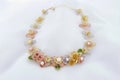 Necklace With Chiffon-Like Flowers, Sheer Petals And Akoya Pearls