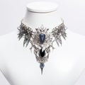 Emperor Inspired Choker Necklace With Dark Blue And Light Black Wings