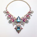 Delphin Enjolras Style Necklace With Blue, Pink, Black, And Green Stones