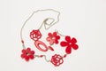 Necklace with flowers on a white background Royalty Free Stock Photo