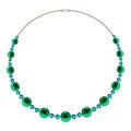 Necklace with green beads icon, cartoon style