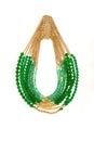 Necklace green beads on a white background