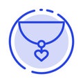 Necklace, Heart, Gift Blue Dotted Line Line Icon