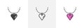 Necklace with heart different style icons Royalty Free Stock Photo