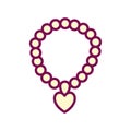 Necklace with heart line and fill style icon vector design Royalty Free Stock Photo