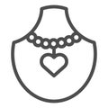 Necklace with heart on manikin line icon. Pendant with heart on mannequin vector illustration isolated on white. Jewelry Royalty Free Stock Photo