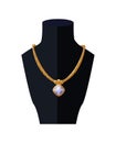 Necklace with Huge Sapphire Golden Women Accessory