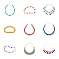 Necklace icon set, cartoon style Royalty Free Stock Photo