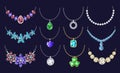 Necklace icon set, realistic style