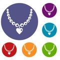 Necklace icons set