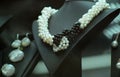 Necklace , Jewelry beads in a store window Royalty Free Stock Photo