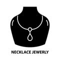 necklace jewerly icon, black vector sign with editable strokes, concept illustration