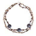 Necklace from labradorite and rhodonite gems Royalty Free Stock Photo