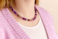 Amethyst jewelry is a natural material from which various inserts were made.