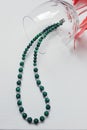 Necklace of malachite stones Royalty Free Stock Photo