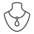 Necklace on manneqiun line icon, jewelry and accessory, dummy with jewelry sign, vector graphics, a linear pattern on a