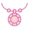 Necklace with pendant flat icon. Female accessory vector illustration isolated on white. Jewellery gradient style design