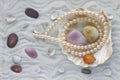 Necklace from pink pearls Royalty Free Stock Photo