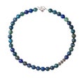 Necklace from polished azurite beads isolated
