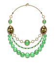 Beads from chrysoprase on white background