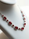 Necklace with ruby gemstones. Royalty Free Stock Photo