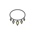 Necklace with shark tooth filled outline icon