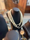 Necklace of pearls on a shop