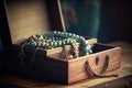 Necklace wooden box. Generate Ai