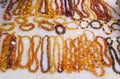 Necklaces bracelet handmade jewelry amber stone Royalty Free Stock Photo