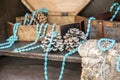 Necklaces and bracelets with turquoise beads Royalty Free Stock Photo