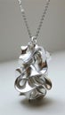 Necklaces with elements having a smooth, smoothly flowing surface, resembling melting metal.