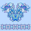 Neckline blue ornate floral paisley embroidery fashion design