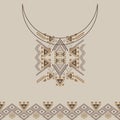 Neckline design with border in ethnic style for fashion. Aztec neck print Royalty Free Stock Photo