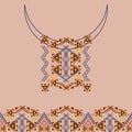 Neckline design with border in ethnic style for fashion. Aztec neck print Royalty Free Stock Photo