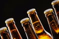 Necks of sealed beer bottles with condensation Royalty Free Stock Photo