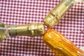 Necks of wine and champagne Royalty Free Stock Photo