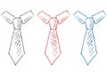 Necktie, colored set, sketch, vector icon Royalty Free Stock Photo