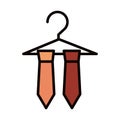 Necktie in hanger clothes fashion celebration line and fill icon