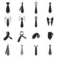 Necktie icons. Collection of men's tie icons isolated on a white background