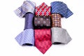 Neckties. Set of different neckties. Colored tie for men. Set of stylish men accessories men's fashion