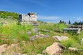 Necropolis, city of dead in Hierapolis, Pamukkale, Turkey. Nature landscape