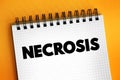 Necrosis is the death of body tissue, text concept for presentations and reports