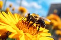 Pollen closeup orange pollination honey bee flower nectar blossom nature insect beauty garden Royalty Free Stock Photo