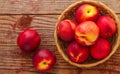 Nectarine. Ripe juicy organic nectarines peaches Royalty Free Stock Photo