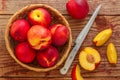 Nectarine. Ripe juicy organic nectarines peaches Royalty Free Stock Photo