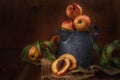 Nectarines in a metal jug Royalty Free Stock Photo