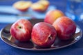 Nectarines on plate