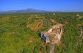 Necven fortress remains on the west side of mountain Promina in Croatia, aerial Royalty Free Stock Photo