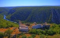 Necven fortress remains on the west side of mountain Promina in Croatia, aerial Royalty Free Stock Photo