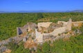 Necven fortress remains on the west side of mountain Promina in Croatia, aerial Royalty Free Stock Photo